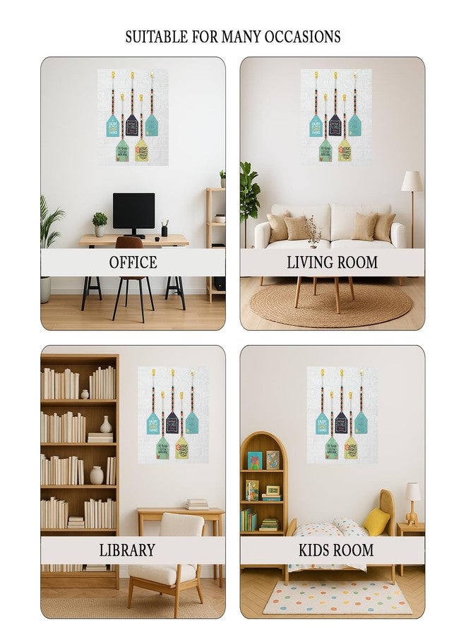 مجموعة من 5 قطع من أكواخ خشبية مزينة بالخرز من كاميري بازار، مع اقتباسات فنية جدارية خشبية من خشب MDF، مناسبة لغرفة المعيشة | غرفة النوم | المكتب | هدية | ديكور منزلي أنيق - Image 3